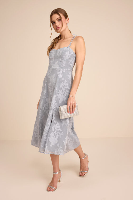 Loveliest Looks Emerald Green Jacquard Tie-Strap Midi Dress