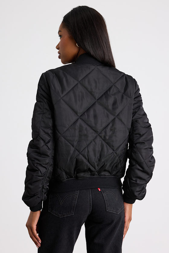 Style Expedition Olive Green Quilted Bomber Jacket