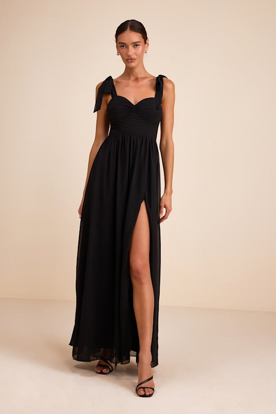 Radiant Charisma Light Blue Chiffon Ruched Tie-Strap Maxi Dress