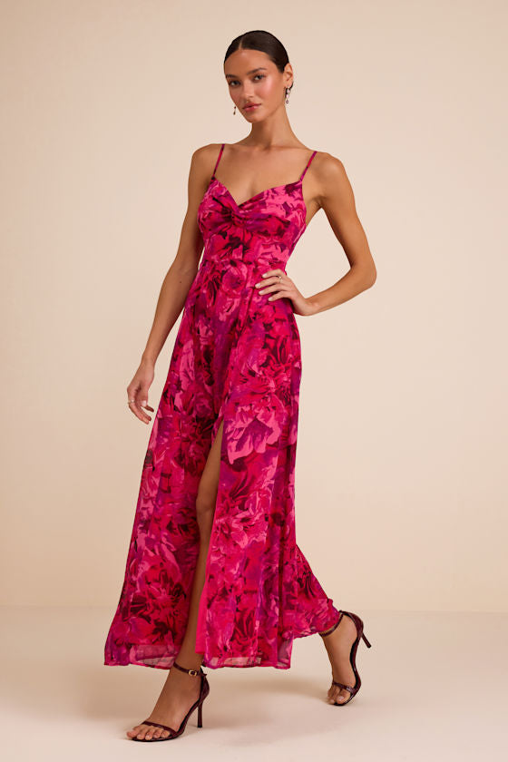 Beautiful Soul Teal Green Floral Print Twist-Front Maxi Dress