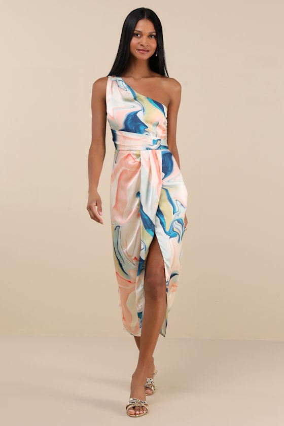Rhema Navy Satin Midi Dress