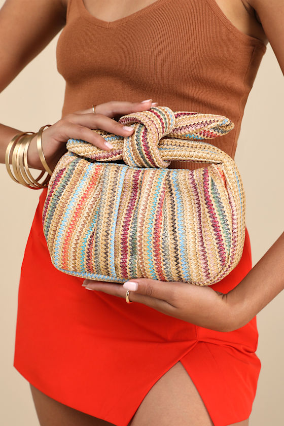 Essential Style Champagne Satin Knot Handle Clutch Bag