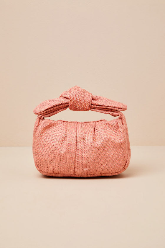 Essential Style Champagne Satin Knot Handle Clutch Bag