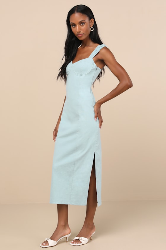 Amyra Cream Cap Sleeve Bustier Midi Dress