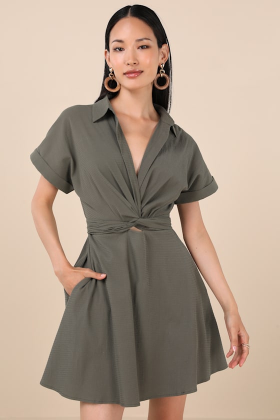 Breeze By Navy Blue Tie-Back Mini Dress With Pockets