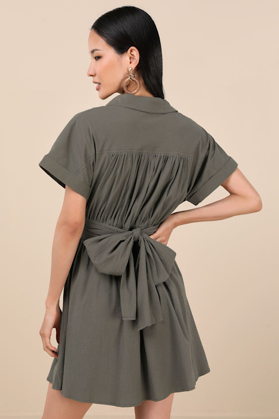 Breeze By Navy Blue Tie-Back Mini Dress With Pockets