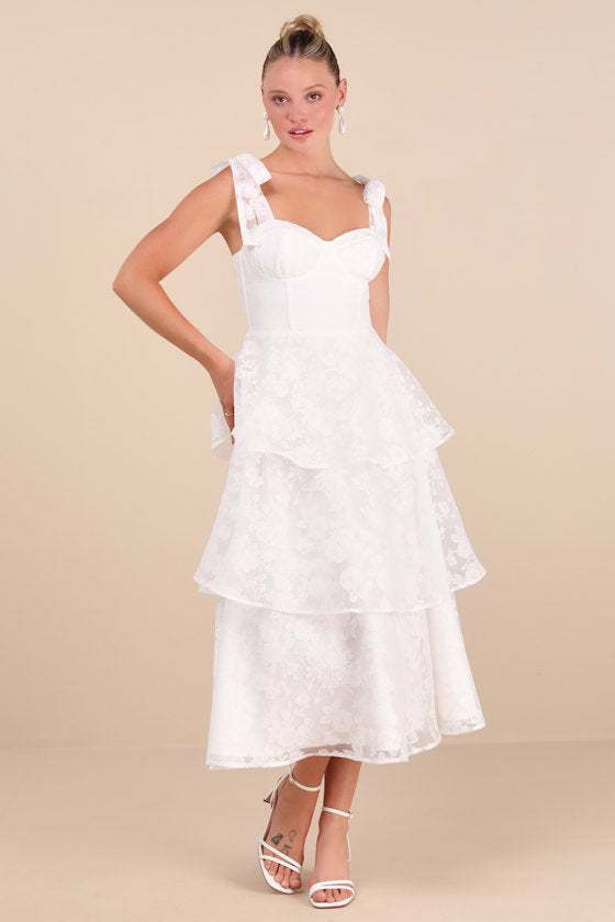 Glamorous Sweetie Lavender Burnout Tie-Strap Bustier Midi Dress