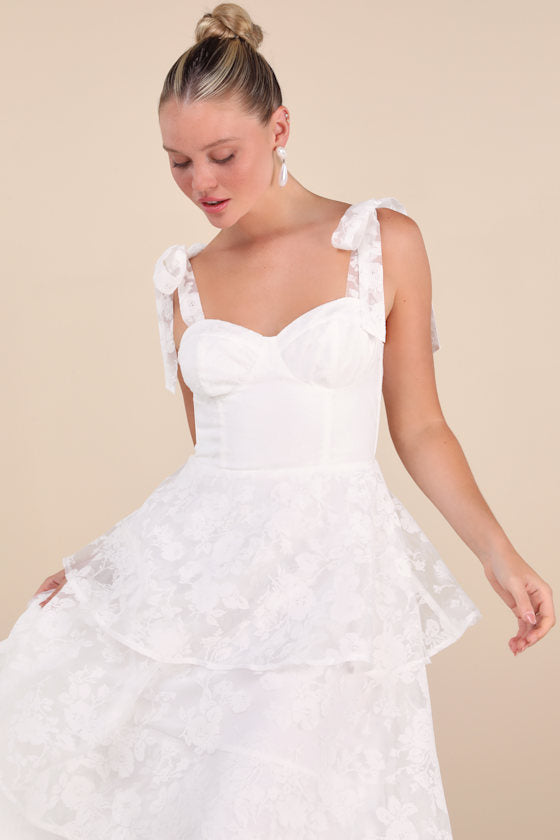 Glamorous Sweetie Lavender Burnout Tie-Strap Bustier Midi Dress