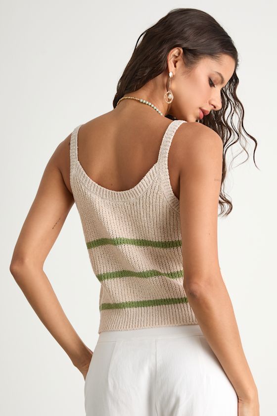 Effortless Sunshine Blue Striped Sweater Tank Top