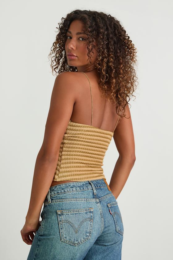 Jimena Pink Striped Knit Ruched Cami Top