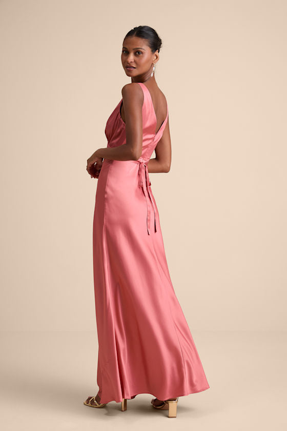 Toulouse Black Satin Lace Maxi Dress