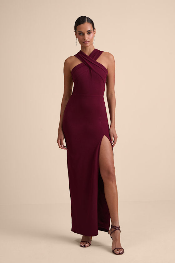 Head to Cocktail Hour Royal Blue Halter Neck Maxi Dress