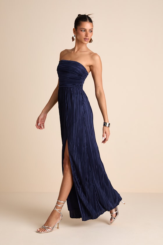 Poised Performance Rust Red Plisse One-Shoulder Maxi Dress