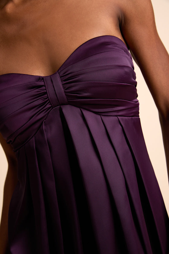 Memorable Entrance Rust Orange Strapless Satin Maxi Dress