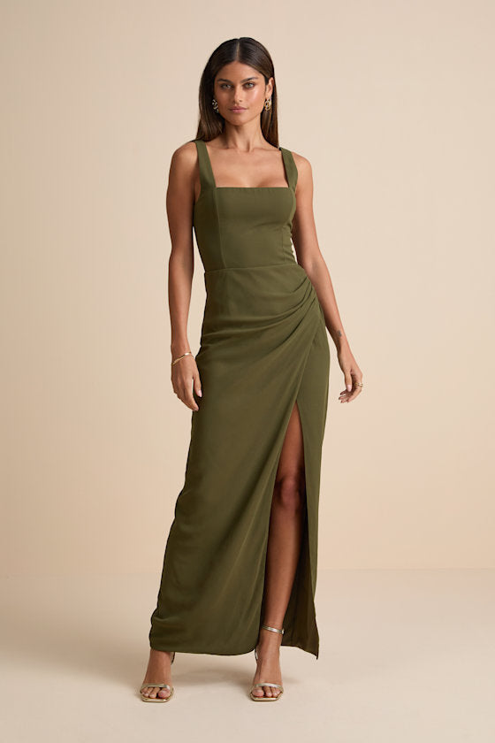 Glamorous Disposition Lavender Ruched Maxi Dress