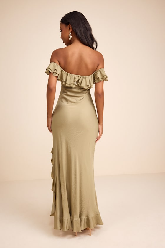 Eloisa Lilac Satin Off-the-Shoulder Maxi Dress
