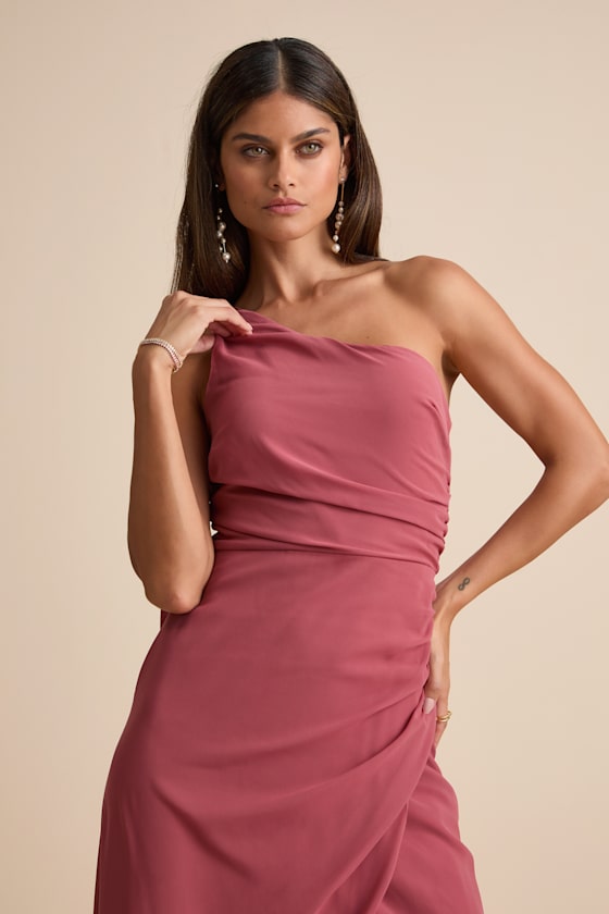 Adeline Emerald One-Shoulder Scarf Maxi Dress