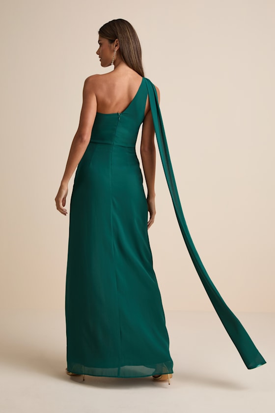 Adeline Lavender One-Shoulder Scarf Maxi Dress