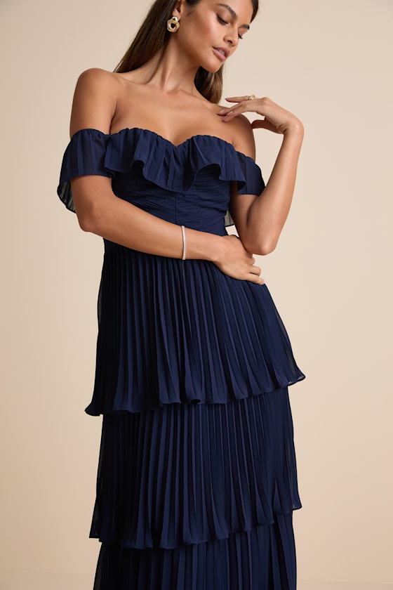 Always Remarkable Lavender Pleated Off-the-Shoulder Maxi Dress