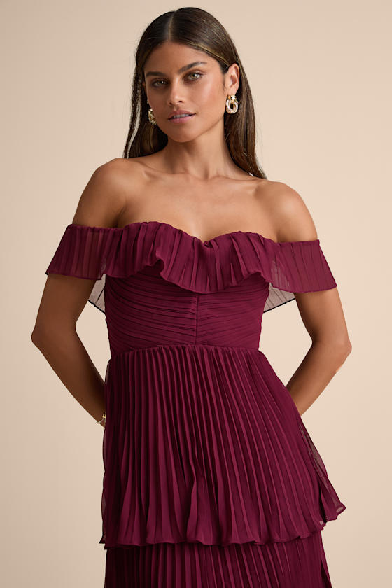 Always Remarkable White Pleated Off-the-Shoulder Maxi Dress