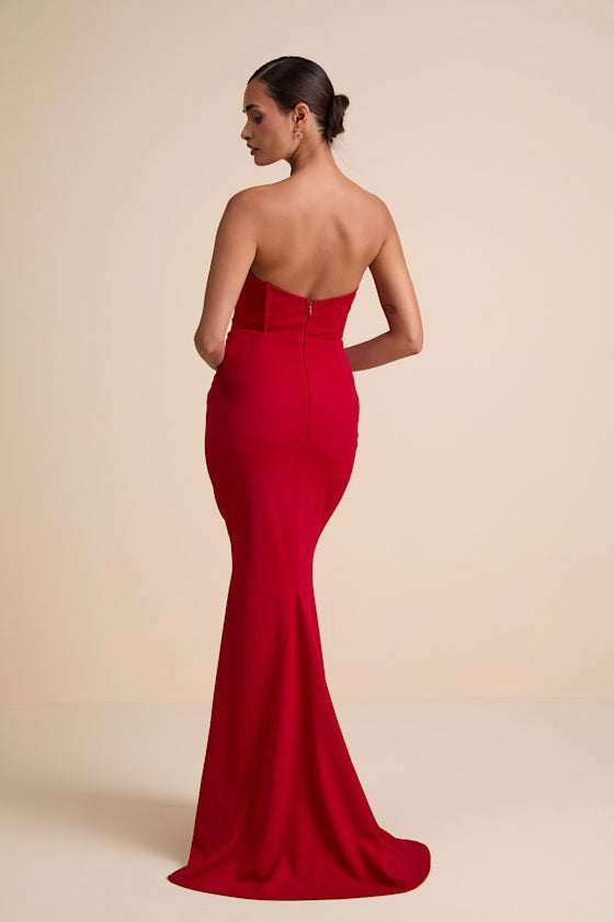 Laney Black Strapless Corset Maxi Dress