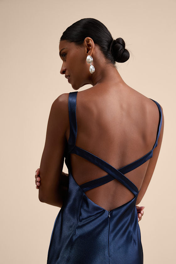 Perfectly Classy Emerald Green Satin Strappy Maxi Dress