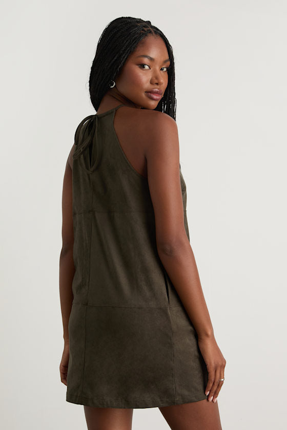 Westlynn Black Suede Cutout Shift Mini Dress