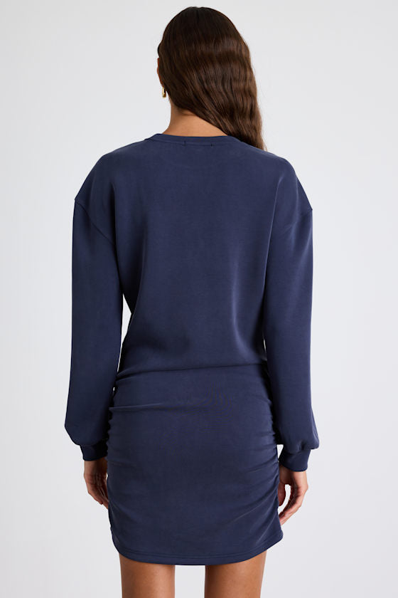 Bellamy Ivory Jersey Knit Long Sleeve Mini Dress