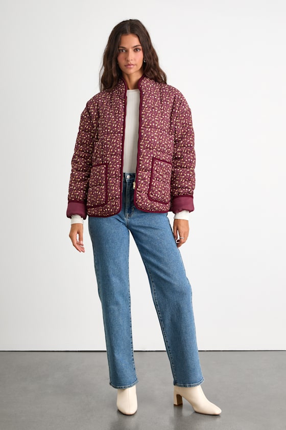 Bundled Perfection Bright Blue Floral Quilted Puffer Jacket