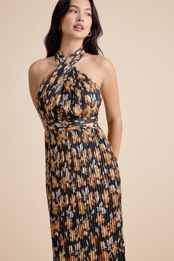 Kianne Blue Striped Cutout Tie-Back Midi Dress