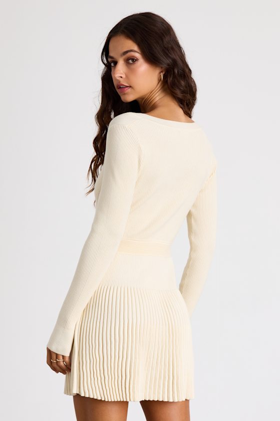 Chicest Crush Olive Ribbed Long Sleeve Mini Sweater Dress