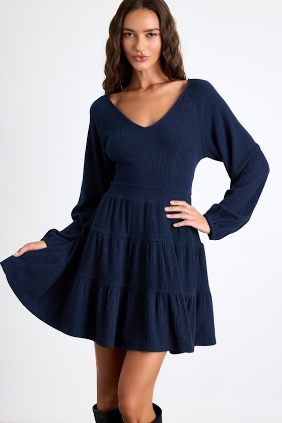 Adorable Option Heather Beige Long Sleeve Mini Sweater Dress