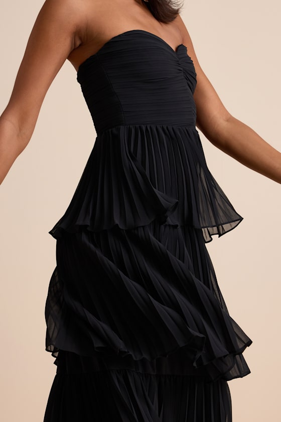 Seriously Sensational Light Blue Strapless Tiered Midi Dress