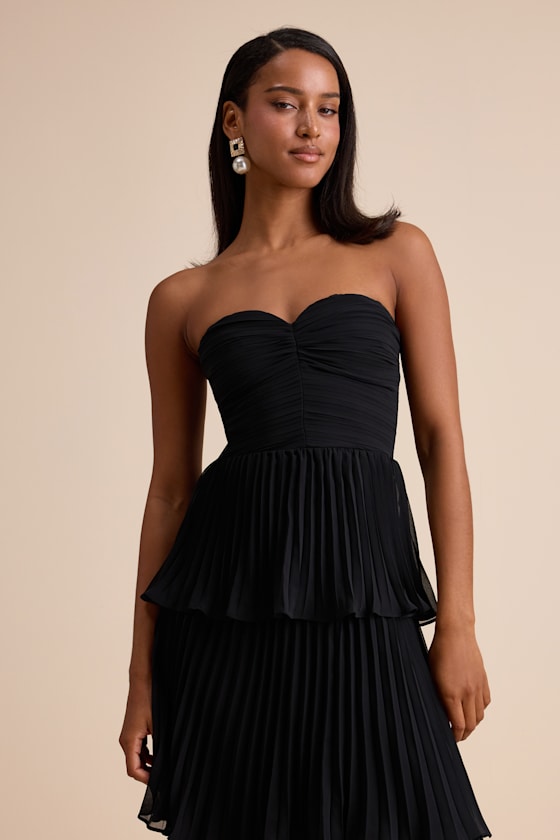 Seriously Sensational Light Blue Strapless Tiered Midi Dress