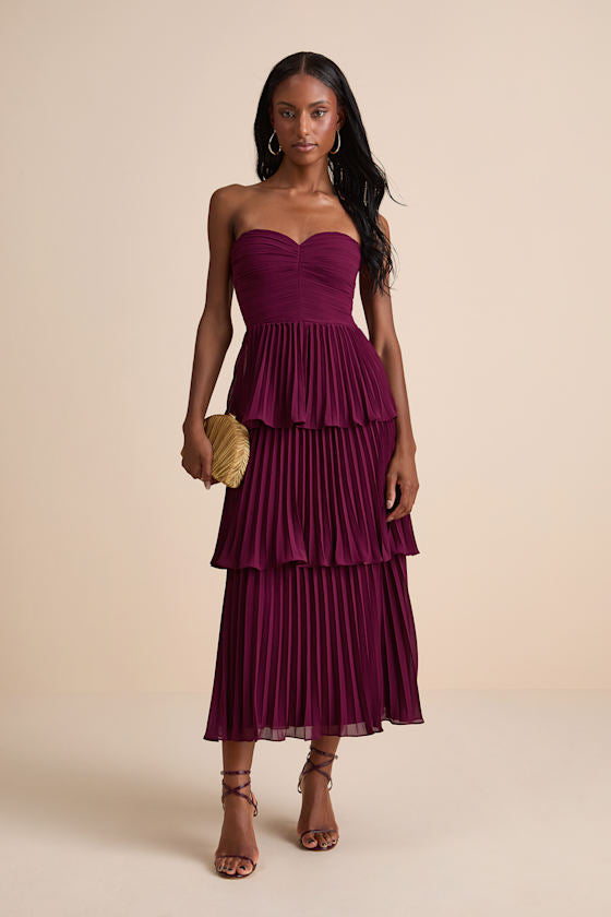 Seriously Sensational Light Blue Strapless Tiered Midi Dress
