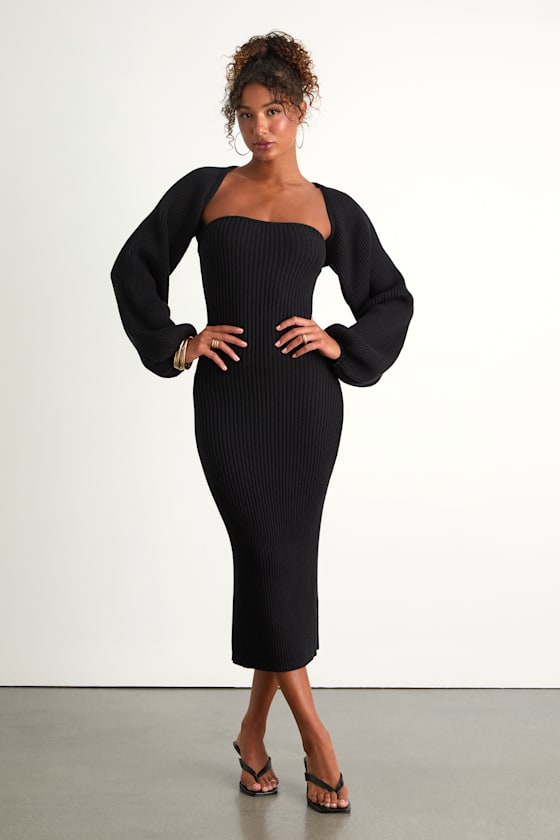 Autumn Aura Brown Ribbed Two-Piece Sweater Dress