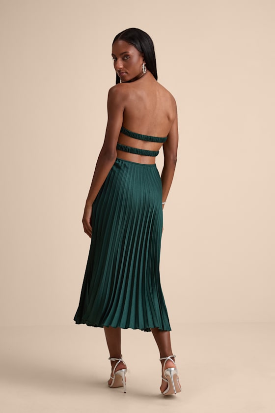 Irelyn Burgundy Satin Bustier Midi Dress