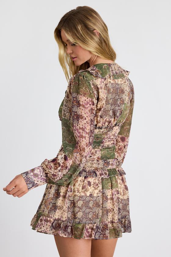 Ismini Blush Multi Floral Long Sleeve Mini Dress