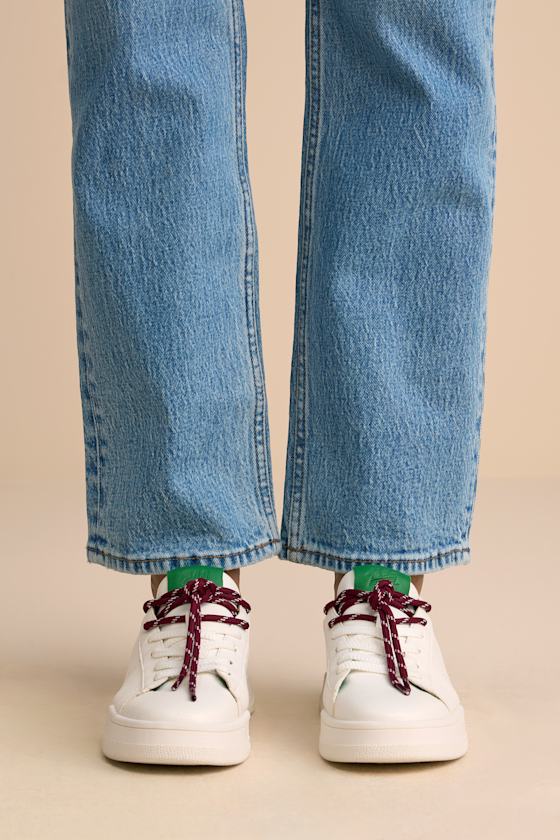 Marvin White and Green Lace-Up Sneakers