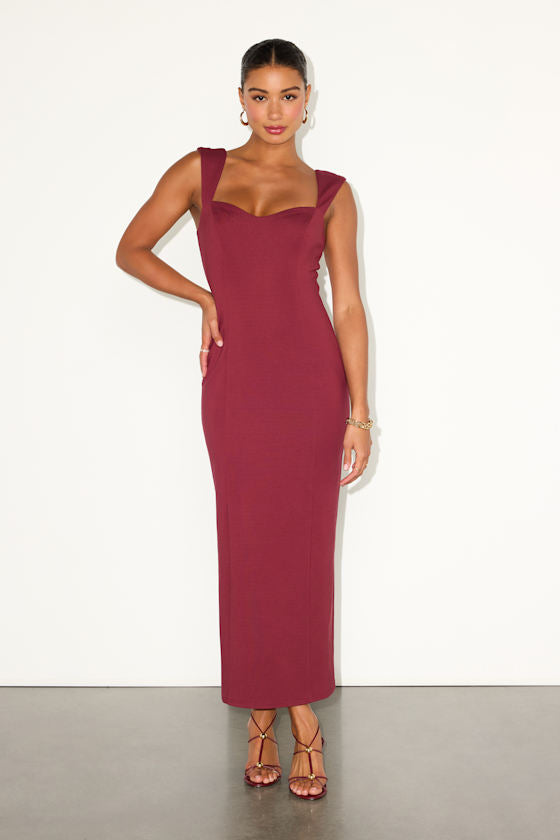 Samai Black Cap Sleeve Bodycon Midi Dress