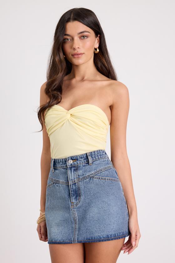 Alaire Ivory Denim High-Rise Mini Skirt