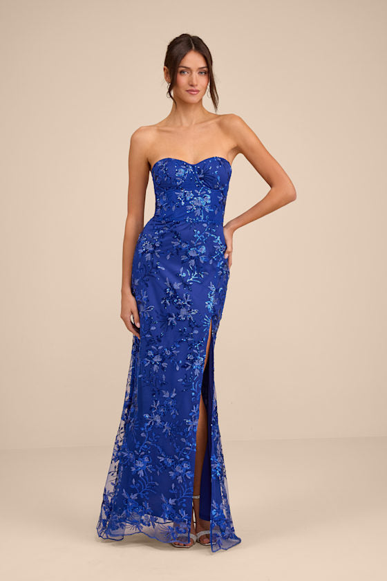 Confident Sensation Black Sequin Strapless Bustier Maxi Dress
