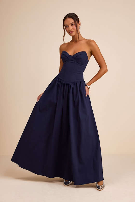 Almeria White Strapless Lace-Up Maxi Dress