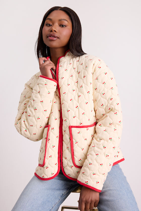 Bundled Perfection Bright Blue Floral Quilted Puffer Jacket