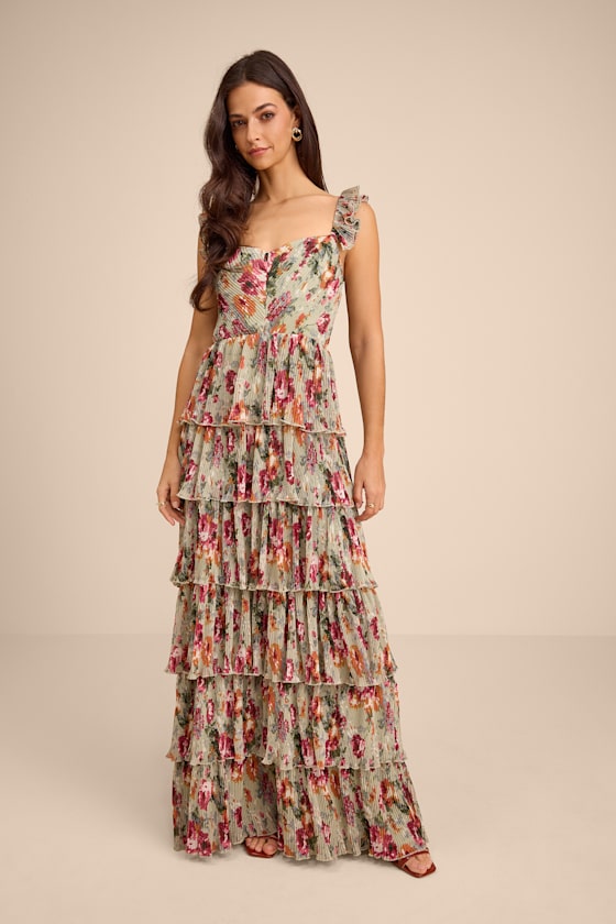 Alba Light Blue Ruffled Tiered Maxi Dress