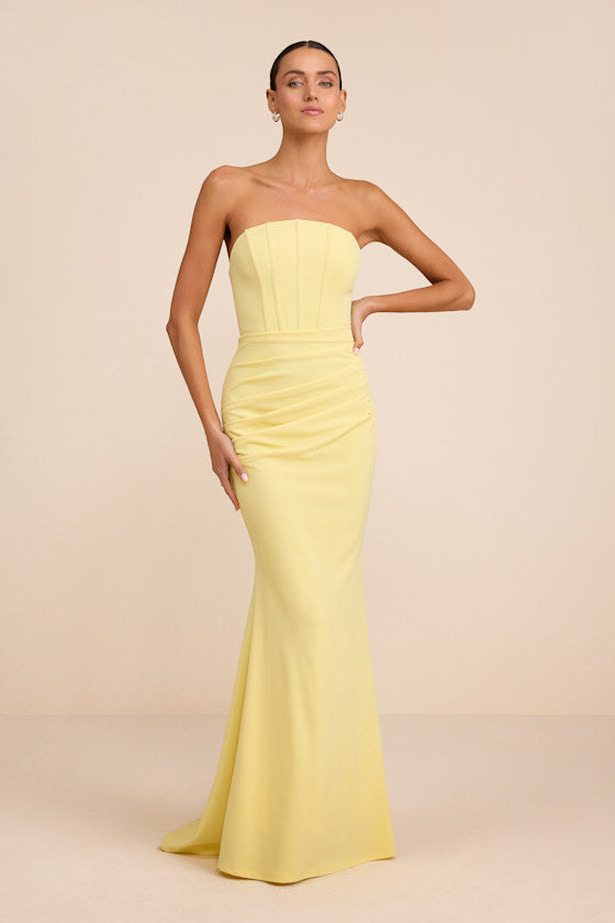 Laney Red Strapless Corset Maxi Dress