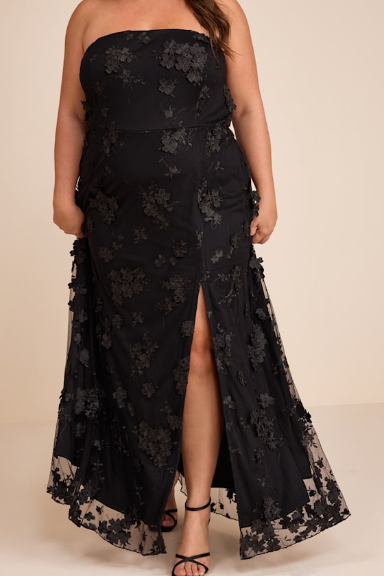 Rare Presence Powder Blue 3D Floral Embroidered Maxi Dress