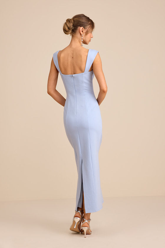 Samai Black Cap Sleeve Bodycon Midi Dress