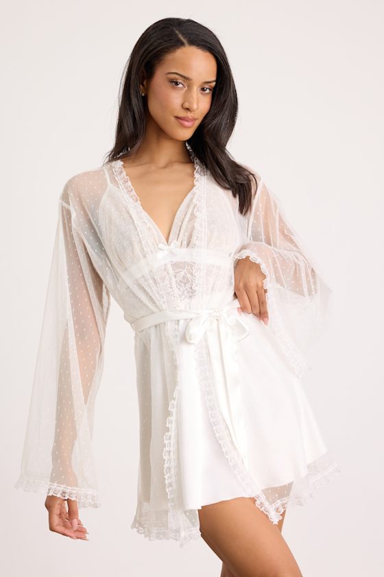 Ambrosia Ivory Sheer Mesh Short Robe