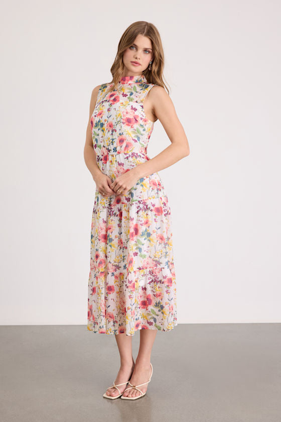 In My Dreams Sage Floral Print Midi Dress